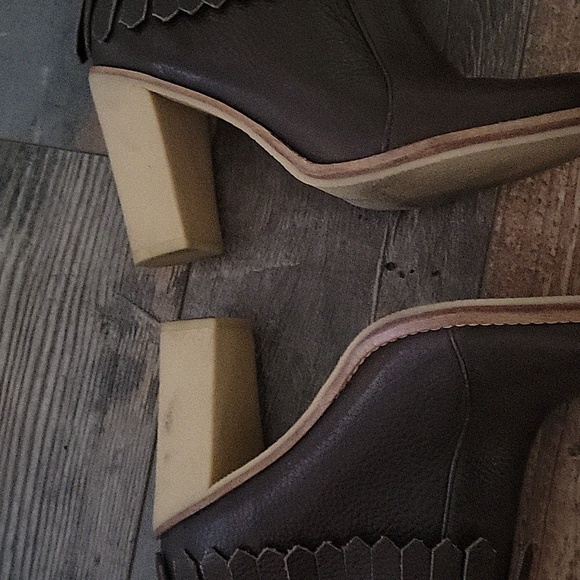 Antonio Melanie Dom Fringe Booties Heel Brown Leather Womens US 8 - Picture 11 of 12